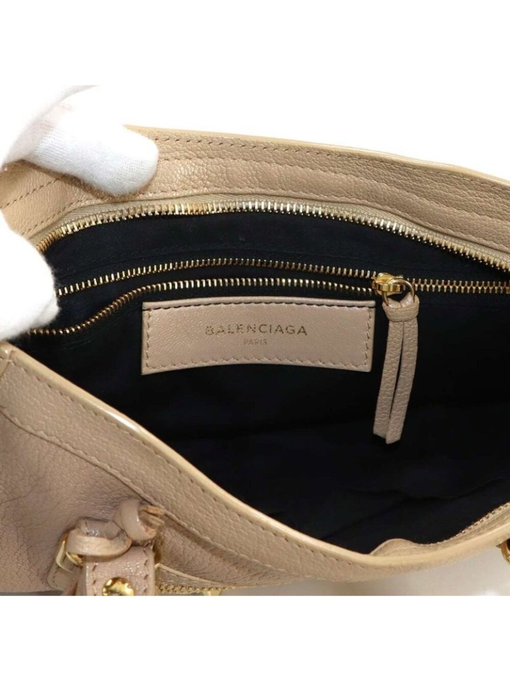 Balenciaga Classic Metallic Edge City 2-Way Hand Bag Leather Beige - Picture 8 of 10